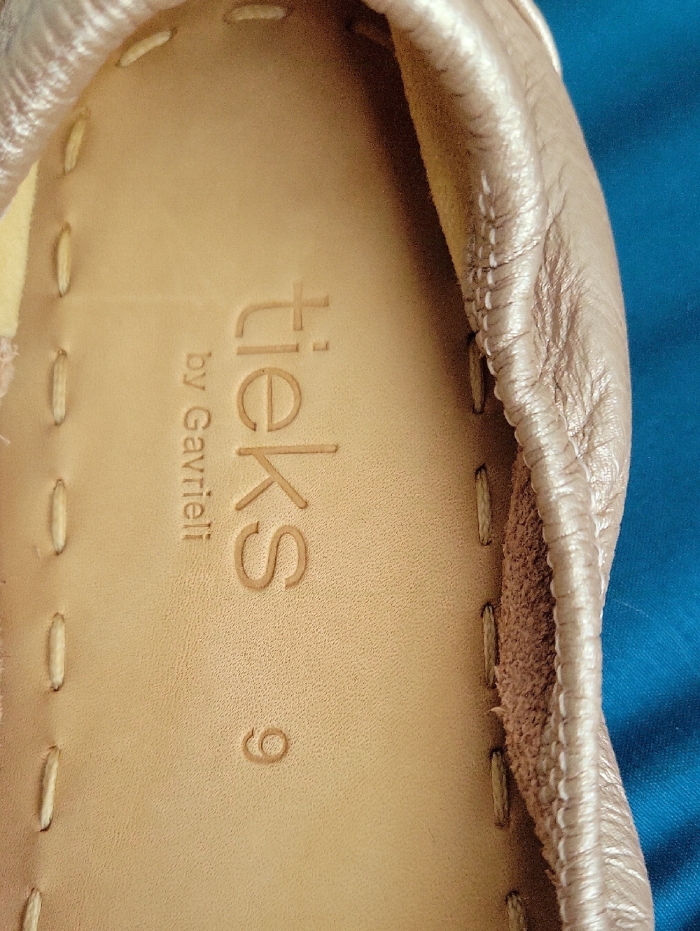 Tieks -Metallic Champagne Leather Ballet Flats SZ 9 NWOT - Picture 2 of 5